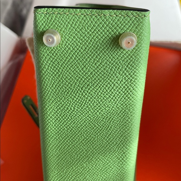 Handmade H mini K Green real Leather Handbag - Picture 3 of 5